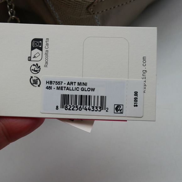 NEW Kipling Mini Tote Bag Purse Metallic Glow Monkey Detachable Shoulder Strap - Picture 9 of 16